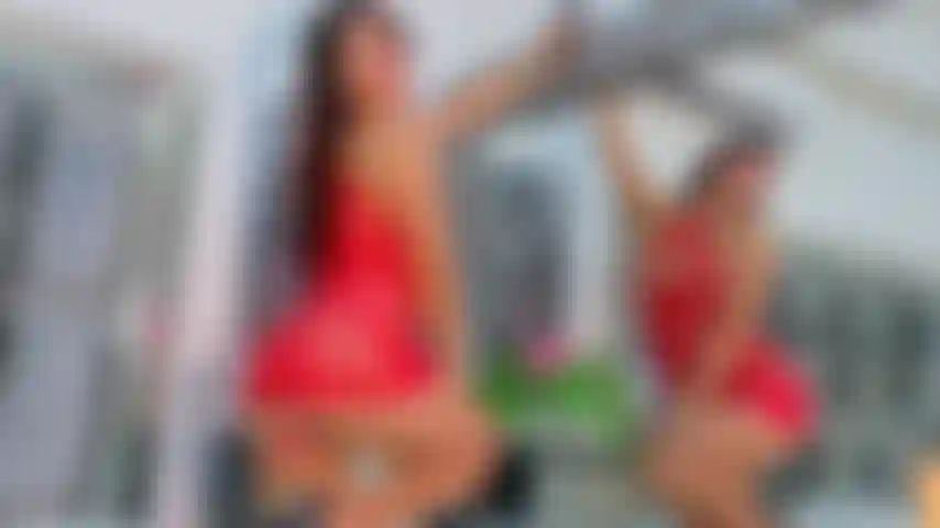 Sexy girl, with red secy pointed toe heels and a