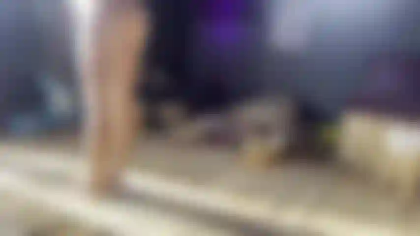 Yoga instructor doing yoga in tiny thong and topless