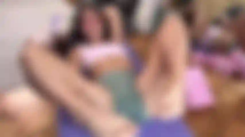Yoga stretch leads to giant dildo pussy stretch
