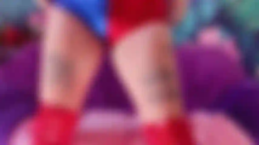 Pussy Play and Squirt with Huge Dildo in Harley Quinn Cosplay