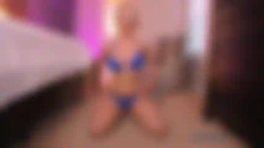 I've got on a sexy blue bikini and I'm going to tease you, strip out of it, get on the floor, and yes, oil up that ass! Twerking and spreading on the floor. You can see my oiled ass, feet and soles.  I grab a long brown toy and ride it squatting too!