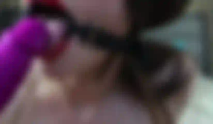 O-Ring Gag Messy Drool Bj, sucking through the hole