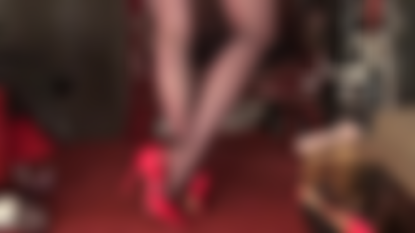 High heel worship, foot fetish, cock trampling and riding crop - For the pleasure of being allowed to worship Mistress' heels and feet you will have to endure a bit of pain.