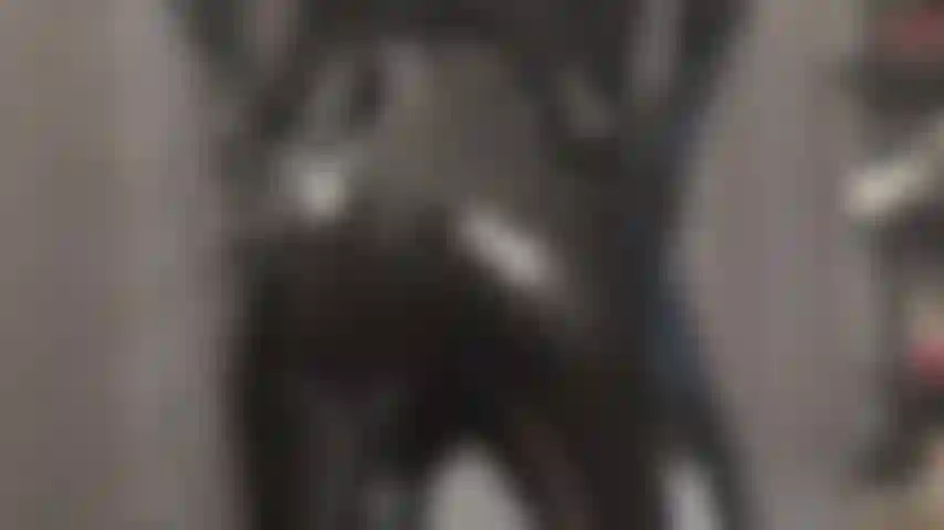 Die ihrem fetisch für alles glänzende frönt – bewundern sie den hintern von herrin vivian in glatten schwarzen pvc-leggings, gestreichelt von schwarzen latexhandschuhen, die ihren harten schwanz melken.