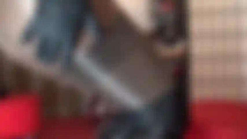 Die zum wichsen auffordert und ihren körper in mehreren lagen glänzender strumpfhosen und strümpfe anbetet, gepaart mit heißer schwarzer leder- und kettenunterwäsche.