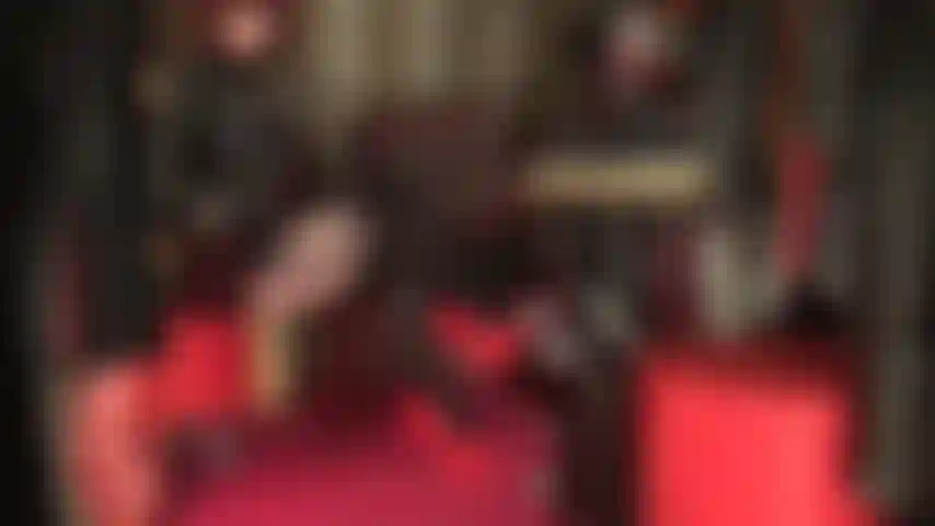 Strumpfhosenbeine mit strumpfbandmuster, upskirt, schritt-teaser – die herrin zeigt ihren runden hintern und ihre wunderbaren langen beine in strumpfhosen im strumpfband-look und hält ihren schwanz zwischen den überkreuzten schenkeln gefangen.