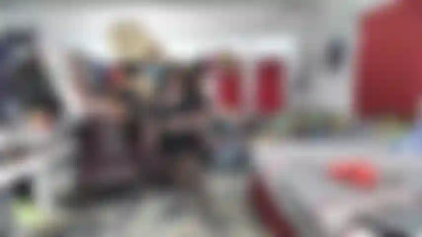 NONE NUDE---BROWN WIG IN SKIRT, TOP BLACK FISHNETS, BRA, G-STRING, & BOXING GLOVES---SOUTHER GIRL KICKING YOUR ASS IN A BOXING MATCH