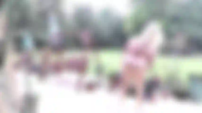 NAUGHTY NEIGHBOR ROLE PLAY IN PINK SLING SHOT ON THE BACK PATIO---ASS, TITS, & PUSSY