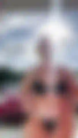 Posiere in meinem bikini vor meinem hotelzimmer.