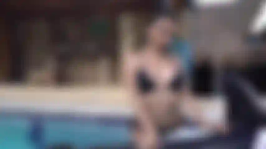 sexy naked in my neighbor's pool and playing with his float